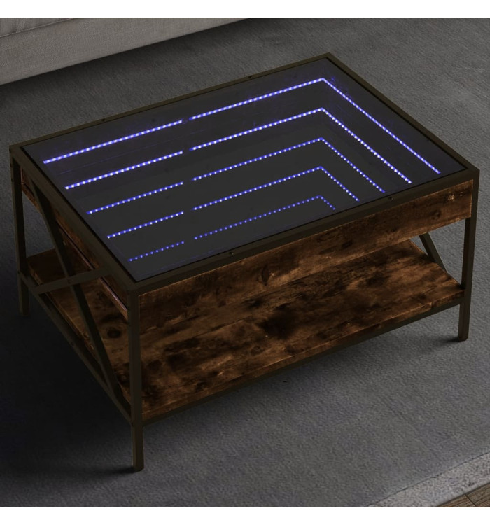 Table basse avec LED Infinity chêne fumé 70x50x38 cm | Mobilier & Déco