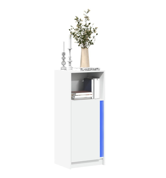 Buffet avec LED blanc 42,5x34x100 cm bois d'ingénierie | Mobilier & Déco