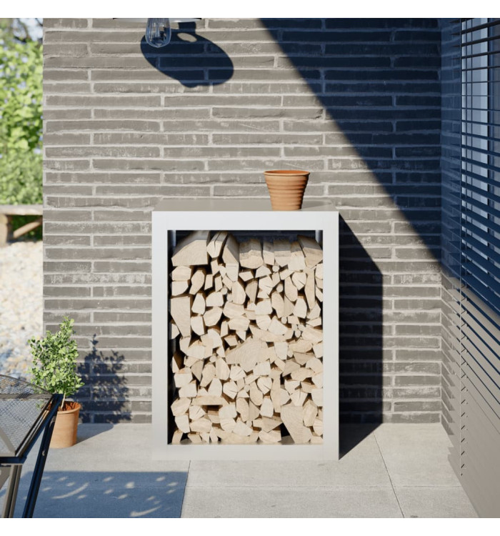 Portant de bois de chauffage blanc 60x40x80 cm acier | Mobilier & Déco