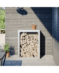 Portant de bois de chauffage blanc 60x40x80 cm acier | Mobilier & Déco