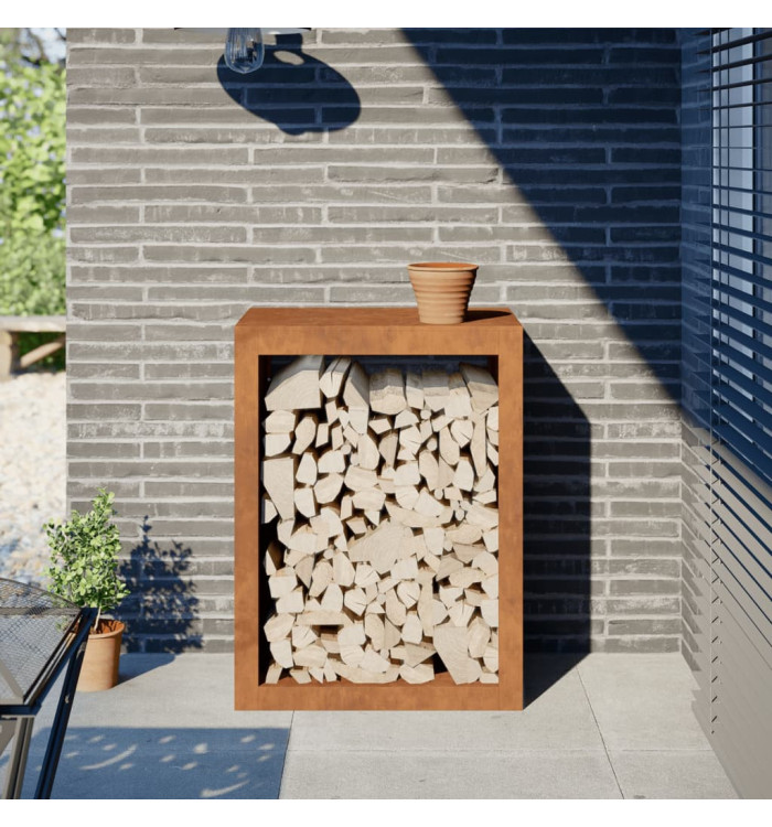 Étagère à bois 60x40x80 cm acier résistant aux intempéries | Mobilier & Déco