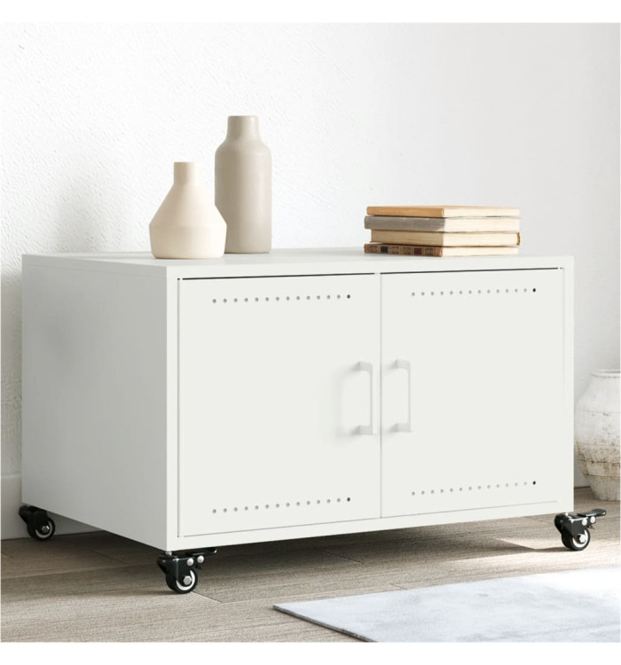 Table basse blanc 68x50x43,5 cm acier | Mobilier & Déco