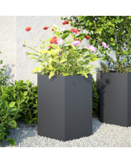 Jardinières 2 pcs anthracite hexagone 46x40x45 cm acier | Mobilier & Déco