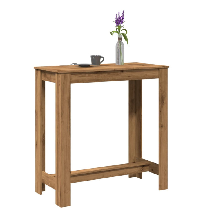 Table de bar chêne artisanal 102x50x103,5 cm bois d'ingénierie | Mobilier & Déco