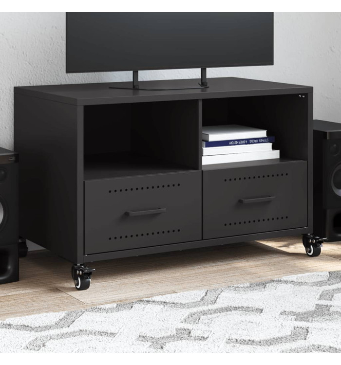 Meuble TV noir 68x39x43,5 cm acier | Mobilier & Déco