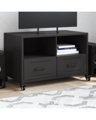 Meuble TV noir 68x39x43,5 cm acier | Mobilier & Déco