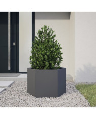 Jardinière anthracite hexagone 69x60x45 cm acier | Mobilier & Déco
