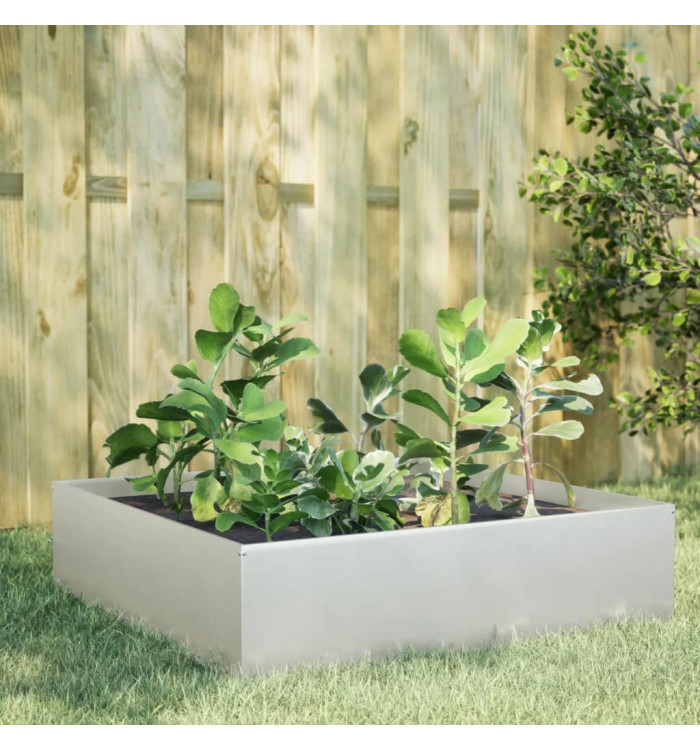 Lit surélevé de jardin 100x100x25 cm acier inoxydable | Mobilier & Déco