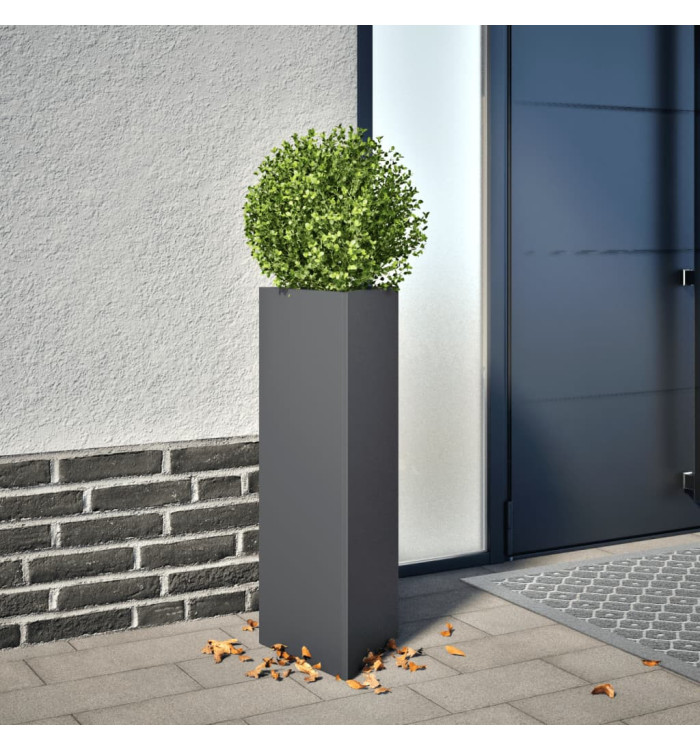 Jardinière anthracite triangulaire 30x26x75 cm acier | Mobilier & Déco
