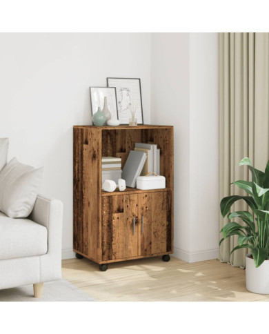 Armoire à roulettes vieux bois 55x40x91 cm bois d'ingénierie | Mobilier & Déco