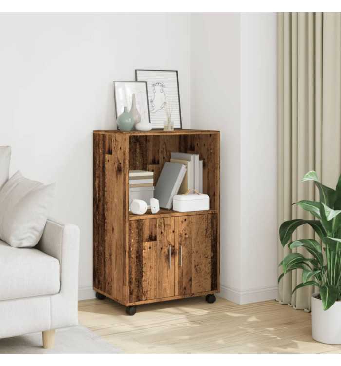 Armoire à roulettes vieux bois 55x40x91 cm bois d'ingénierie | Mobilier & Déco