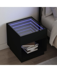 Table de chevet avec LED infini noir 50x50x50 cm | Mobilier & Déco