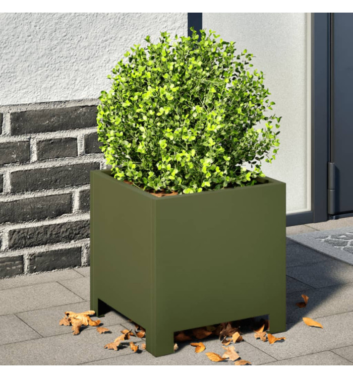 Jardinière vert olive 30x30x30 cm acier | Mobilier & Déco