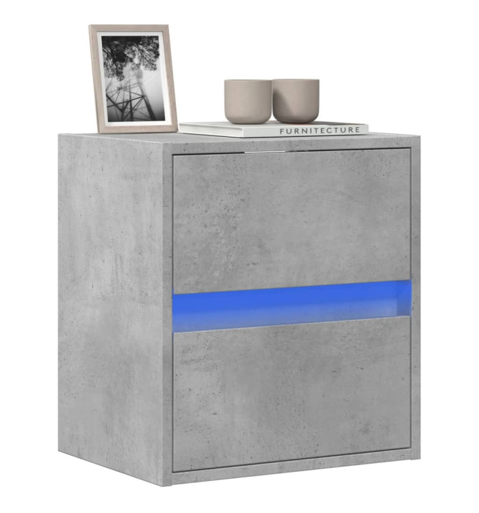 Meuble TV mural avec lumières LED gris béton 41x31x45 cm | Mobilier & Déco