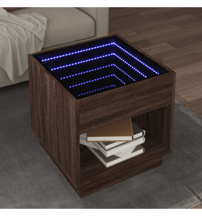 Table basse avec LED infini chêne marron 50x50x50 cm | Mobilier & Déco