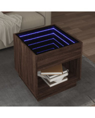 Table basse avec LED infini chêne marron 50x50x50 cm | Mobilier & Déco