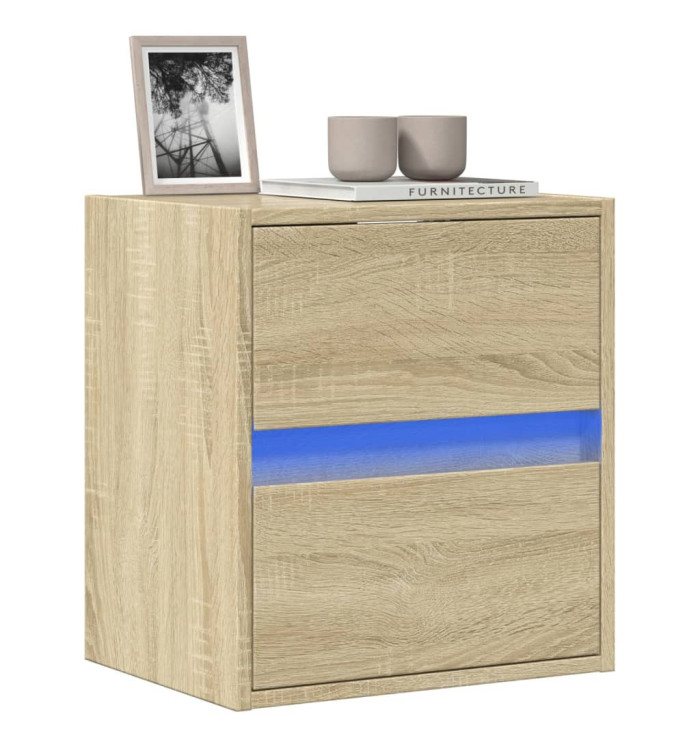 Meuble TV mural avec lumières LED chêne sonoma 41x31x45 cm | Mobilier & Déco
