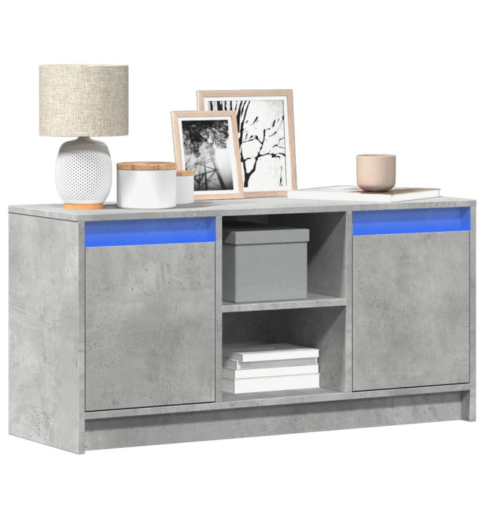 Meuble TV avec LED gris béton 100x34x50 cm bois d'ingénierie | Mobilier & Déco