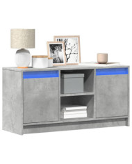 Meuble TV avec LED gris béton 100x34x50 cm bois d'ingénierie | Mobilier & Déco
