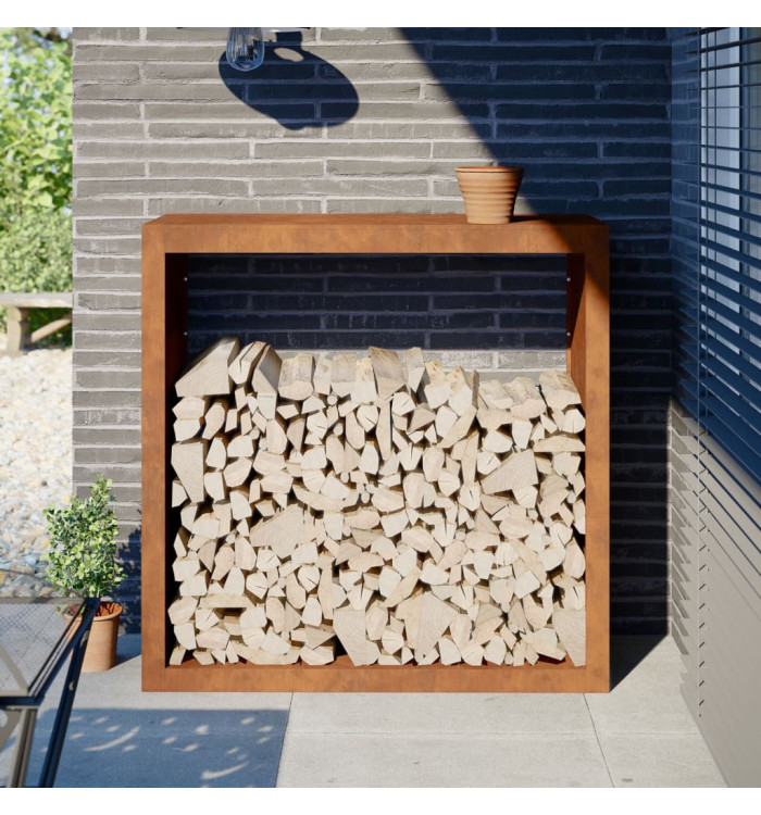 Étagère à bois 100x40x100 cm acier résistant aux intempéries | Mobilier & Déco