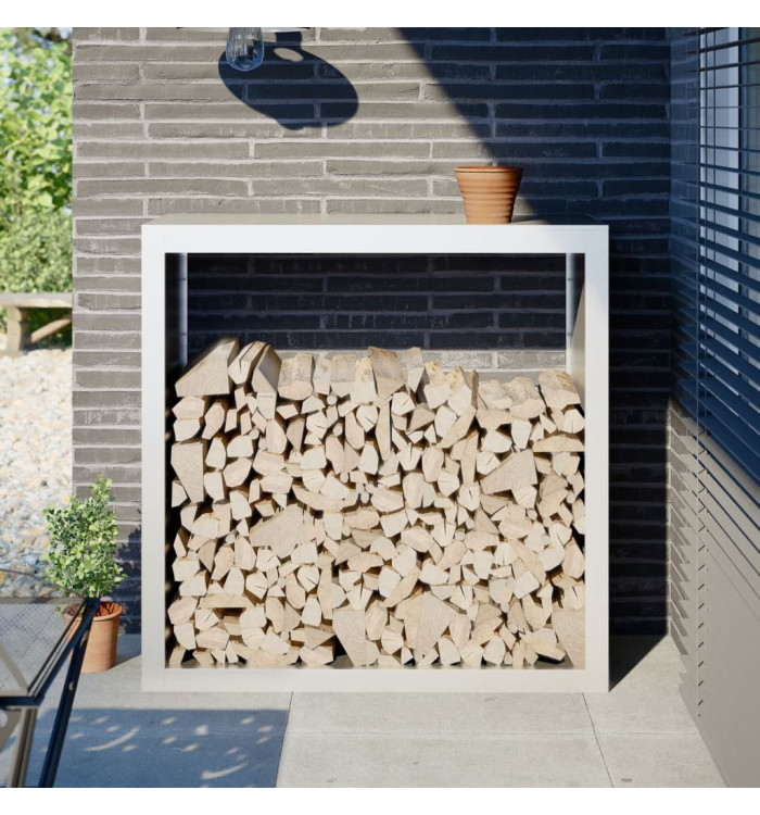 Portant de bois de chauffage blanc 100x40x100 cm acier | Mobilier & Déco