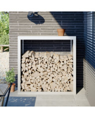 Portant de bois de chauffage blanc 100x40x100 cm acier | Mobilier & Déco