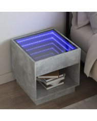 Table de chevet avec LED infini gris béton 50x50x50 cm | Mobilier & Déco