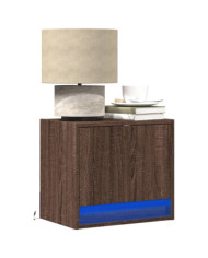 Tables de chevet murales avec lumières LED 2 pcs chêne marron | Mobilier & Déco