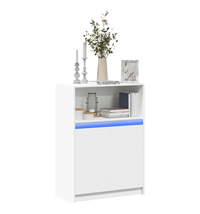 Buffet avec LED blanc 72x34x100 cm bois d'ingénierie | Mobilier & Déco