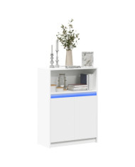 Buffet avec LED blanc 72x34x100 cm bois d'ingénierie | Mobilier & Déco