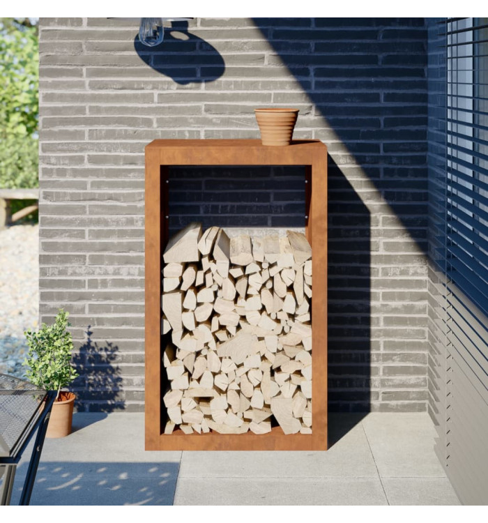 Étagère à bois 60x40x100 cm acier résistant aux intempéries | Mobilier & Déco