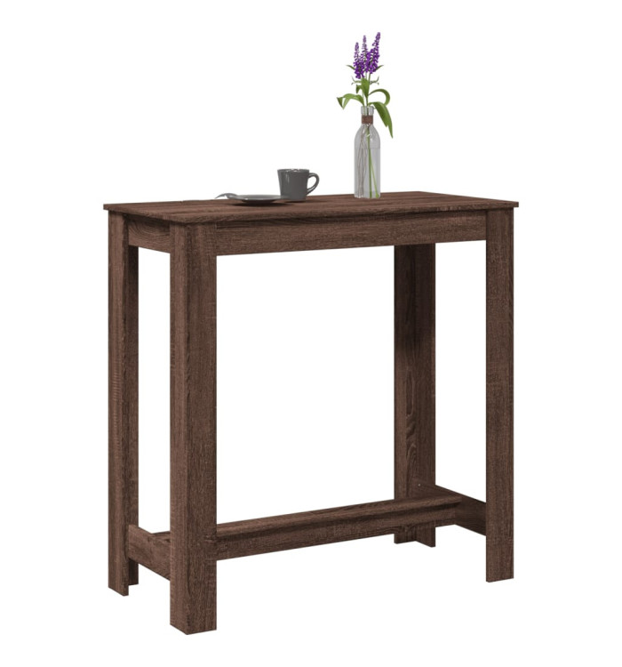 Table de bar chêne marron 102x50x103,5 cm bois d'ingénierie | Mobilier & Déco