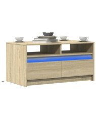 Table basse avec lumières LED chêne sonoma bois d'ingénierie | Mobilier & Déco