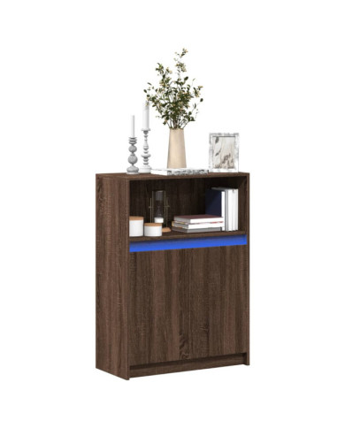 Buffet avec LED chêne marron 72x34x100 cm bois d'ingénierie | Mobilier & Déco