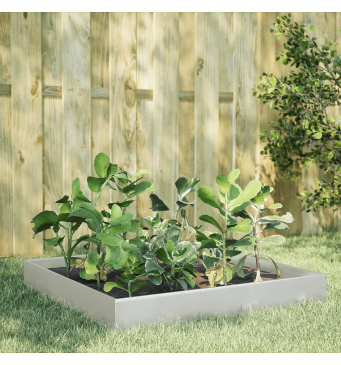Lit surélevé de jardin 100x100x26 cm acier inoxydable | Mobilier & Déco