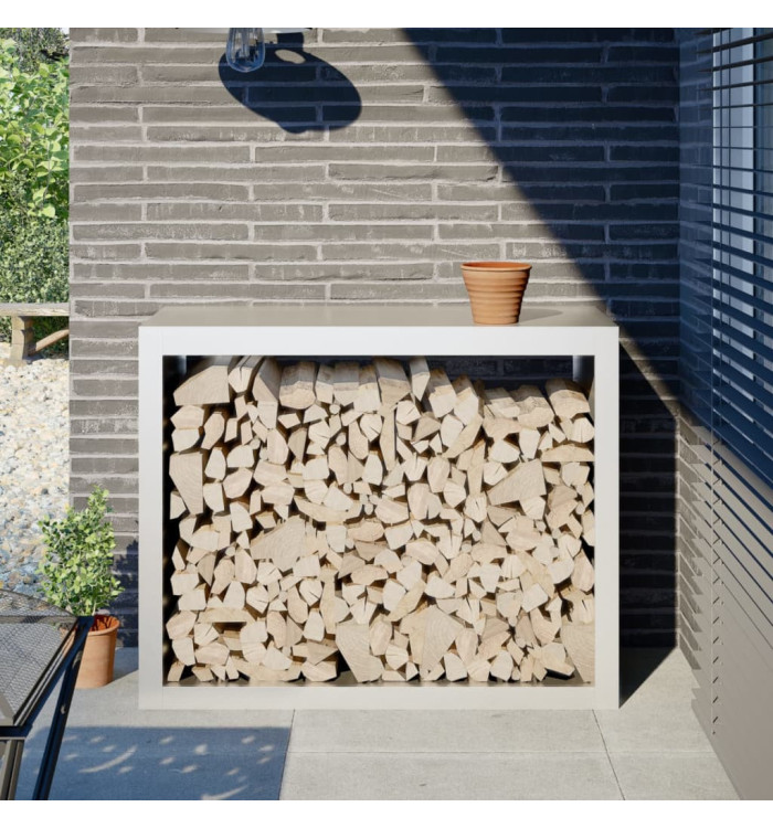Portant de bois de chauffage blanc 100x40x80 cm acier | Mobilier & Déco