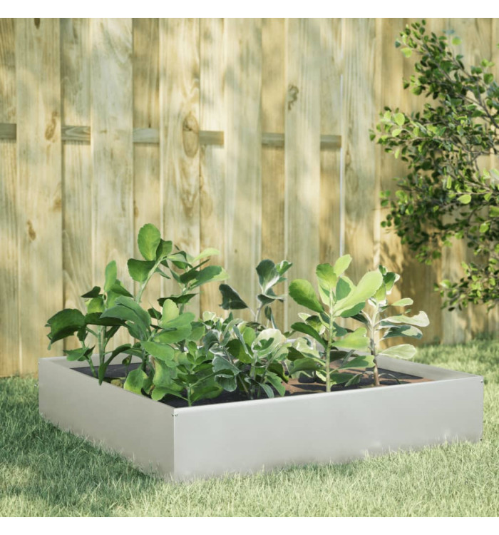 Lit surélevé de jardin 100x100x33,5 cm acier inoxydable | Mobilier & Déco