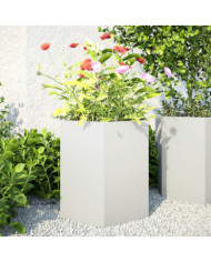 Jardinières 2 pcs blanc hexagone 46x40x45 cm acier | Mobilier & Déco