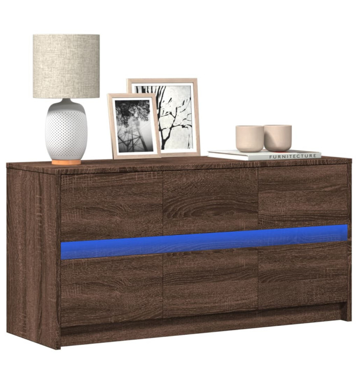 Meuble TV avec LED chêne marron 100x34x50 cm bois d'ingénierie | Mobilier & Déco