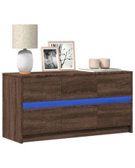 Meuble TV avec LED chêne marron 100x34x50 cm bois d'ingénierie | Mobilier & Déco