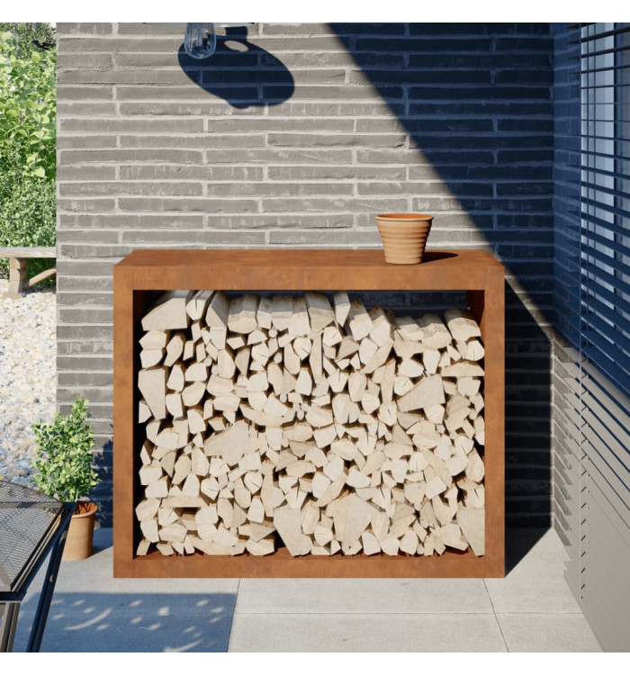 Étagère à bois 100x40x80 cm acier résistant aux intempéries | Mobilier & Déco