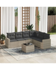 Salon de jardin avec coussins 7 pcs gris clair résine tressée | Mobilier & Déco