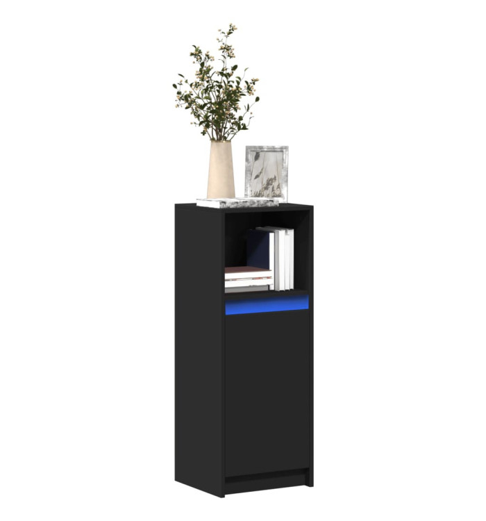 Buffet avec LED noir 38x34x100 cm bois d'ingénierie | Mobilier & Déco