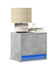 Table de chevet murale avec lumières LED gris béton | Mobilier & Déco