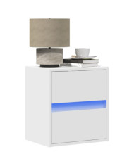 Tables de chevet murales avec lumières LED 2 pcs blanc | Mobilier & Déco