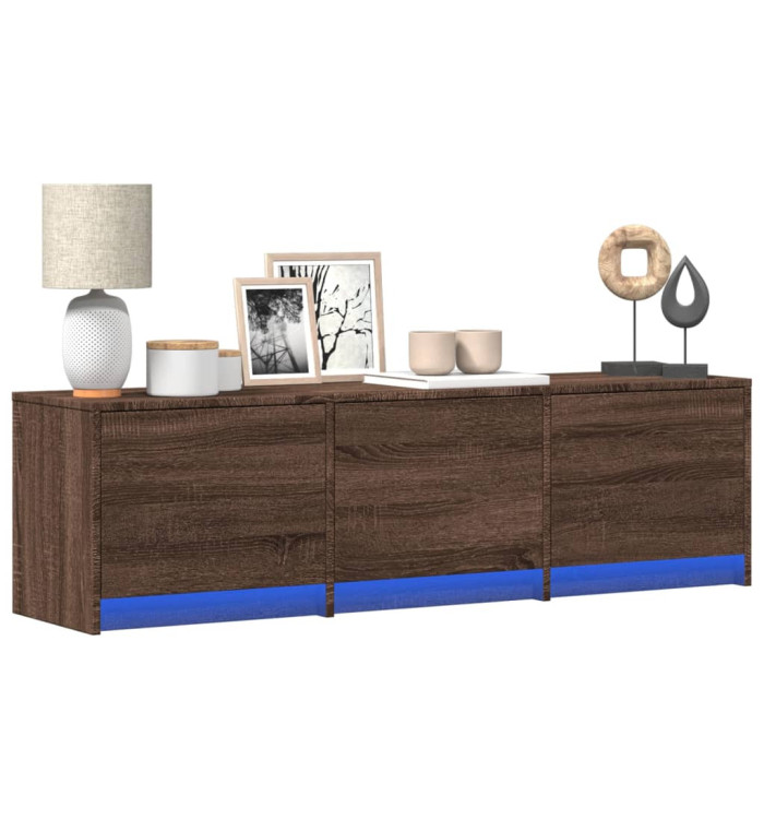 Meuble TV avec LED chêne marron 140x34x40 cm bois d'ingénierie | Mobilier & Déco