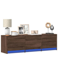 Meuble TV avec LED chêne marron 140x34x40 cm bois d'ingénierie | Mobilier & Déco