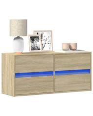 Meuble TV mural avec lumières LED chêne sonoma 100x31x45 cm | Mobilier & Déco