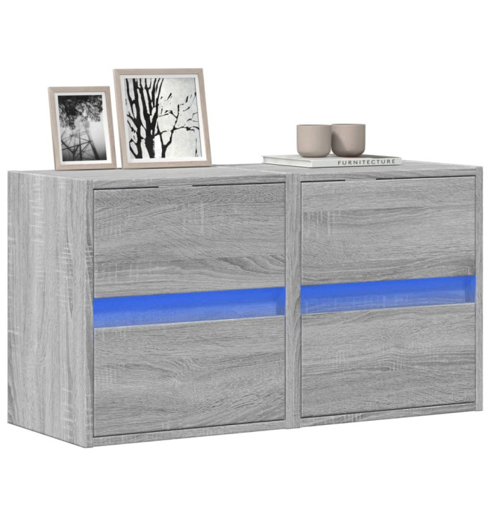 Meubles TV muraux et lumières LED 2 pcs sonoma gris 41x31x45 cm | Mobilier & Déco