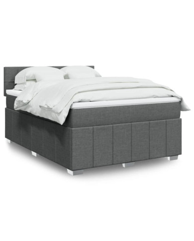 Sommier à lattes de lit avec matelas Gris foncé 160x200cm Tissu | Mobilier & Déco